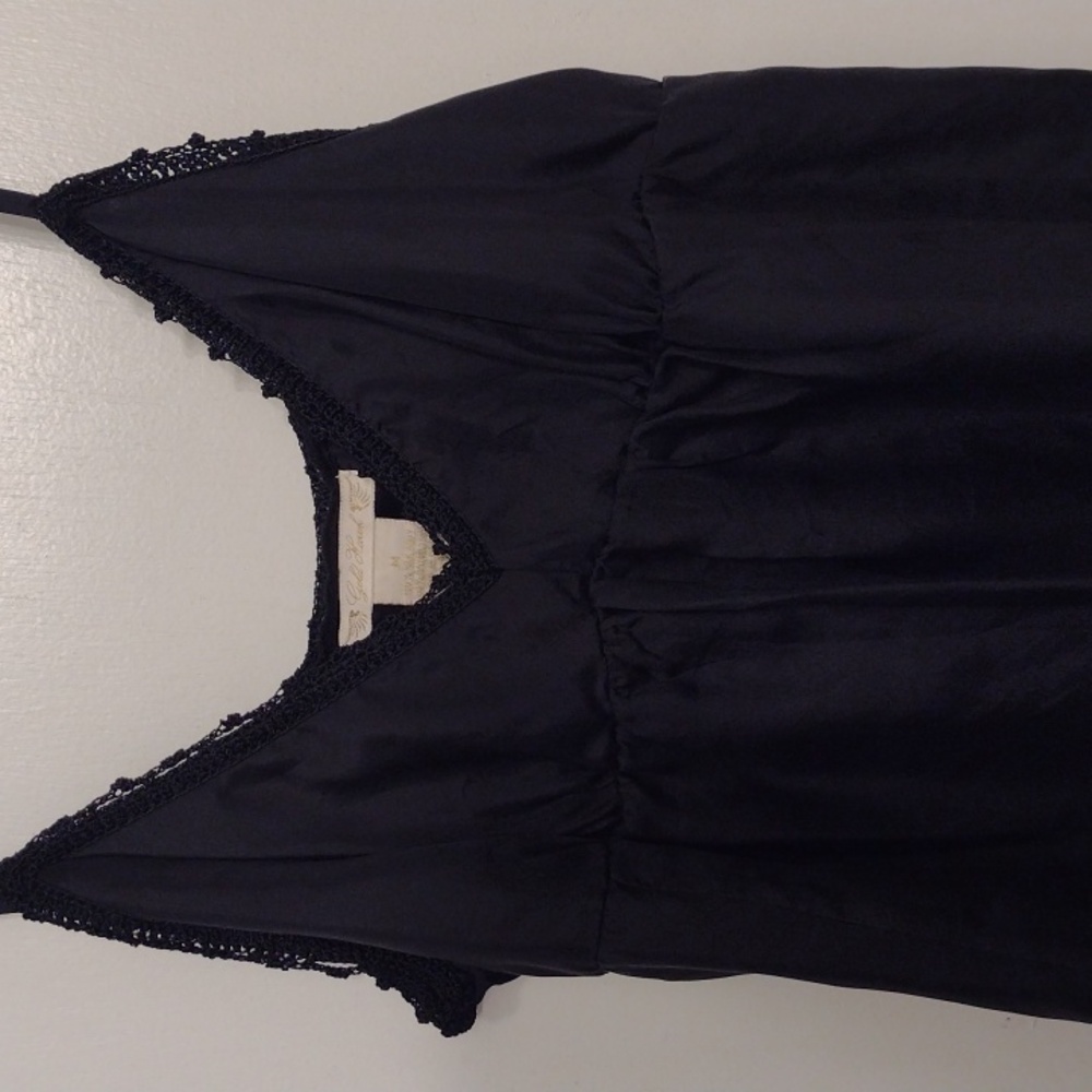 NEW Gold Hawk Black Silk Double Layer Silk Babydoll Camisole Tank Size Medium
